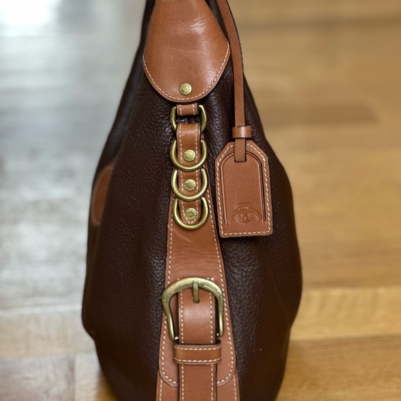 Ghurka Plaid Shoulder Bag. Brown and Tan with Gold Hardware. Luxury Leat… - Picture 4 of 11